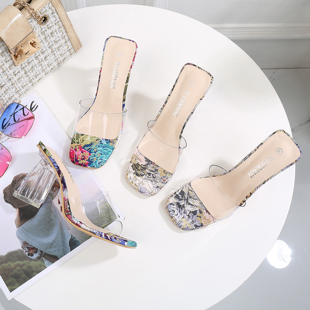 The Zara Clear Heels - Floral