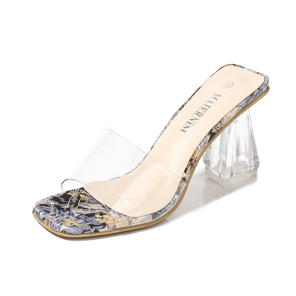 The Zara Clear Heels - Floral