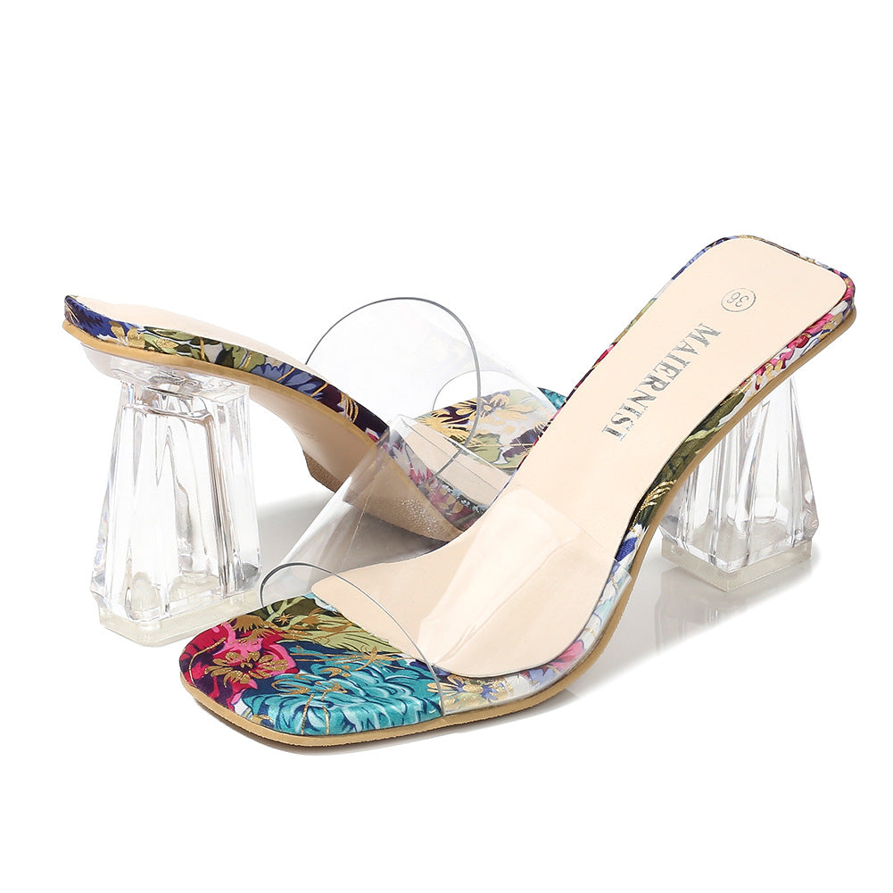 The Zara Clear Heels - Floral
