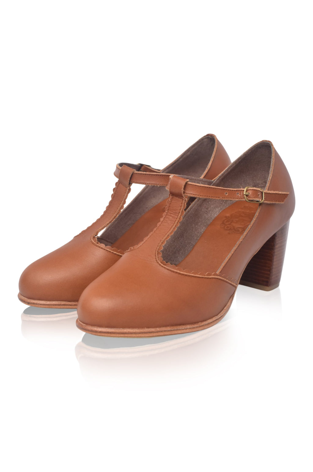 Dawn T-strap Leather Heels-3
