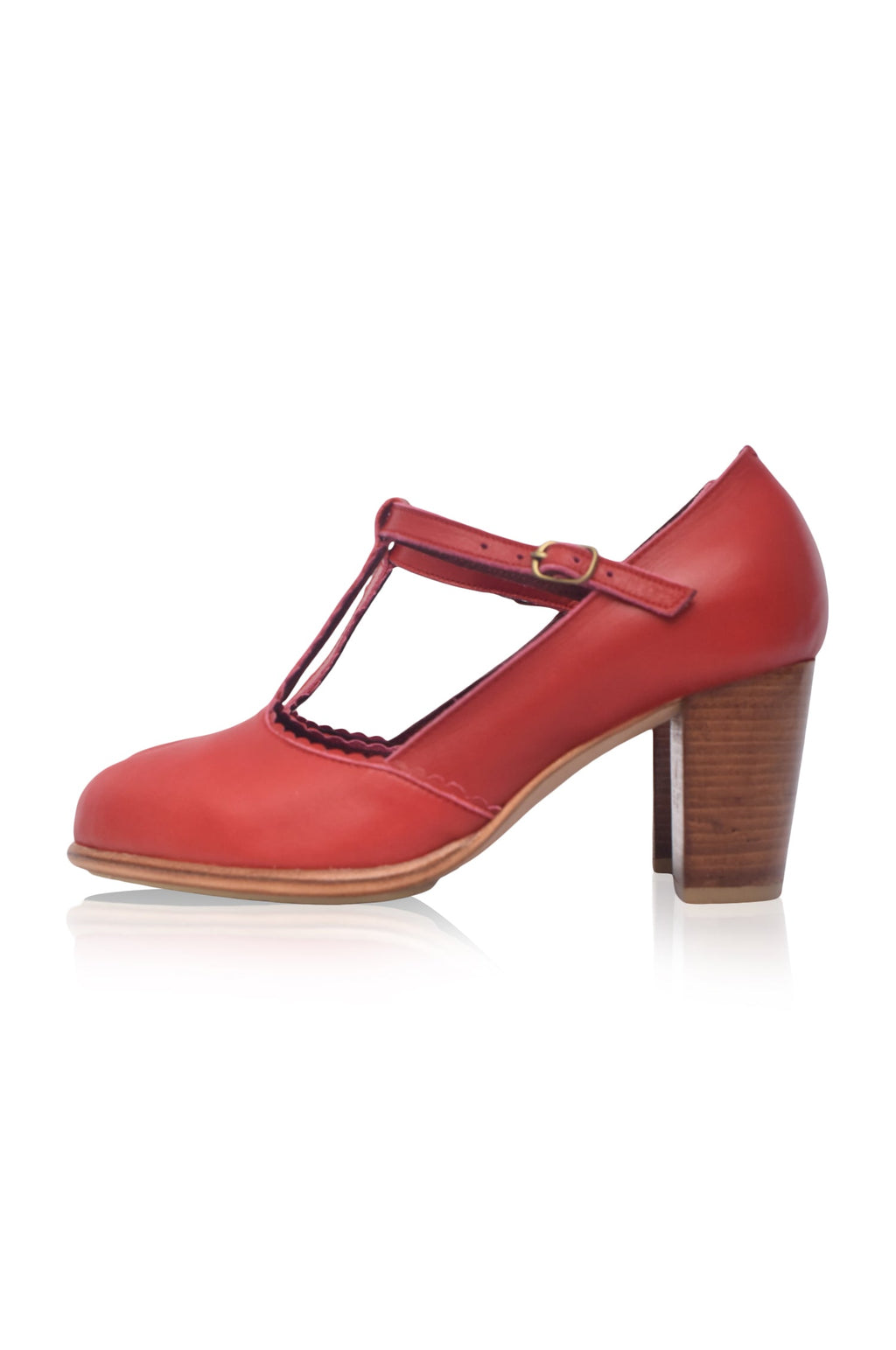 Dawn T-strap Leather Heels-7