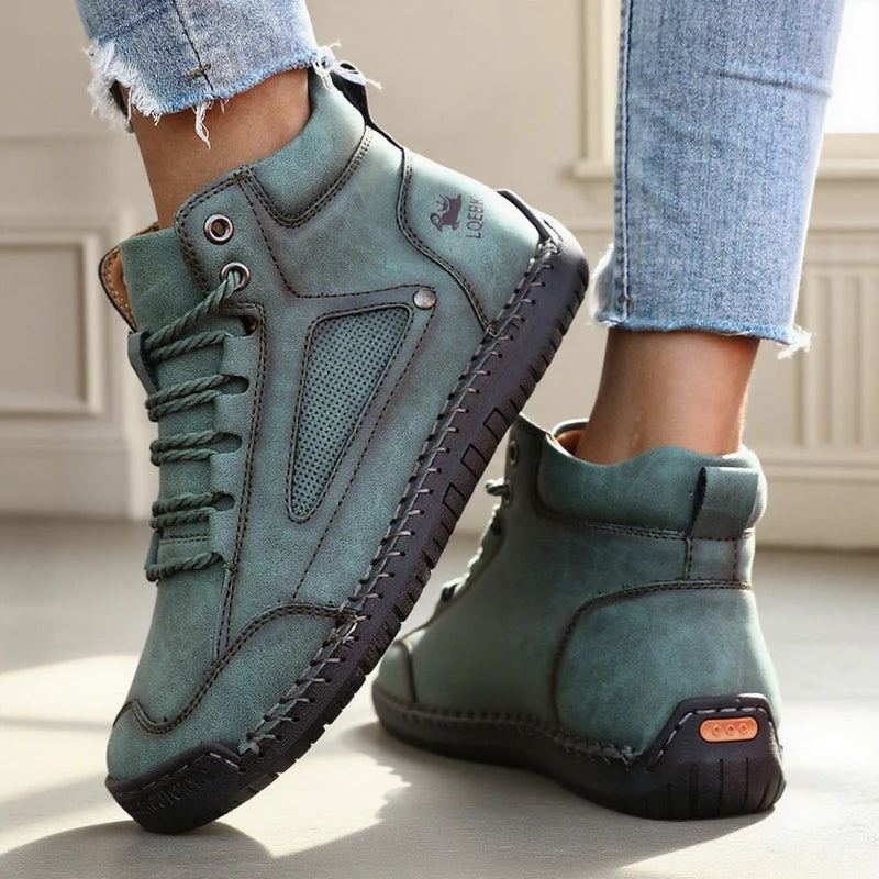 Ankle Leather Boots - Handmade Stitching